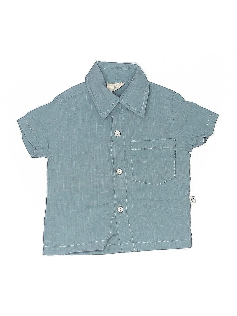 Pre-owned Assorted Brands Babies' Short Sleeve Button Down Shirt In Blue