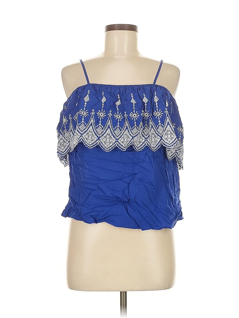 Pre-owned Jun & Ivy Sleeveless Blouse In Blue