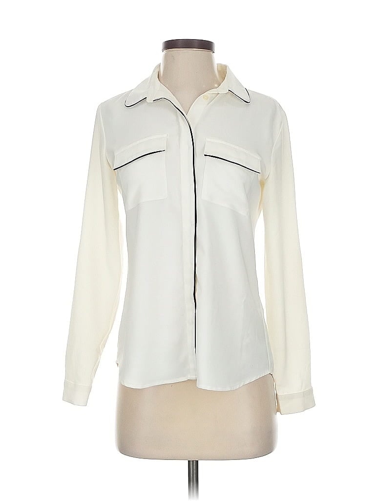Pre-owned Ann Taylor Loft Outlet Long Sleeve Blouse In White