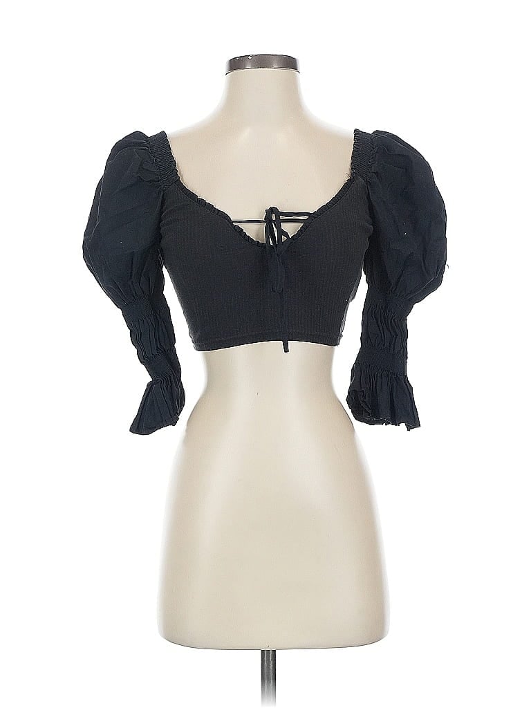 Pre-owned Urban Outfitters Short Sleeve Blouse In Black