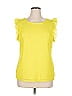 DKNY Solid Yellow Short Sleeve Top Size XL - photo 1