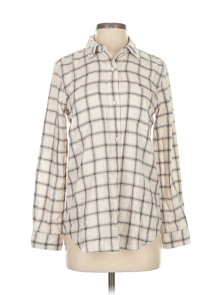 Pre-owned Madewell Long Sleeve Blouse In White