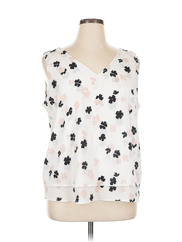 Pre-owned Ann Taylor Factory Sleeveless Blouse In White