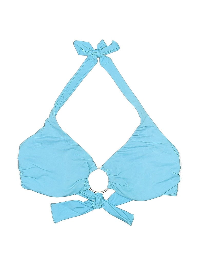 MELISSA ODABASH Pre-owned Swimsuit Top Blue Solid Pattern Swimwear