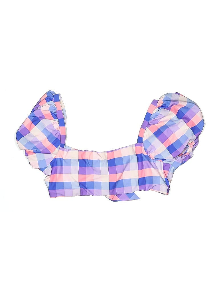 Pre-owned Buddy Love Swimsuit Top Pink Plaid Pattern Swimwear