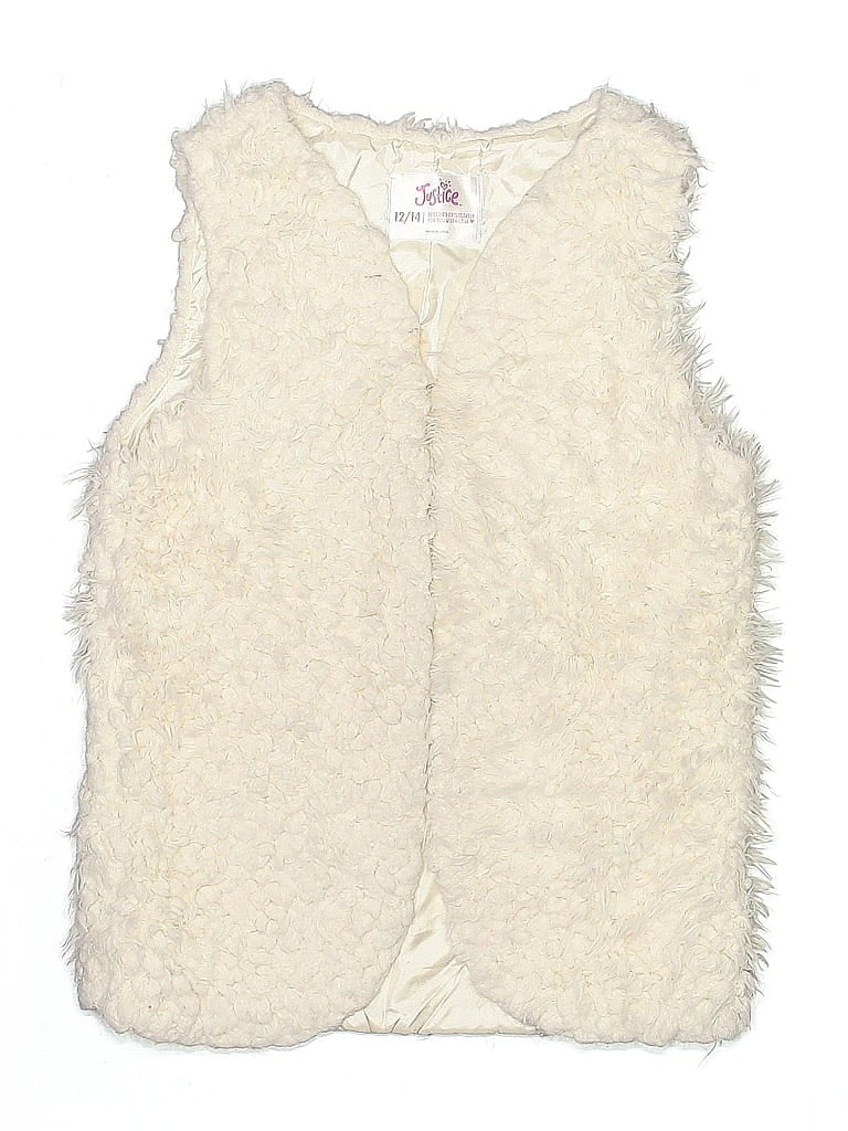 Pre-owned Justice Kids' Faux Fur Vest In White