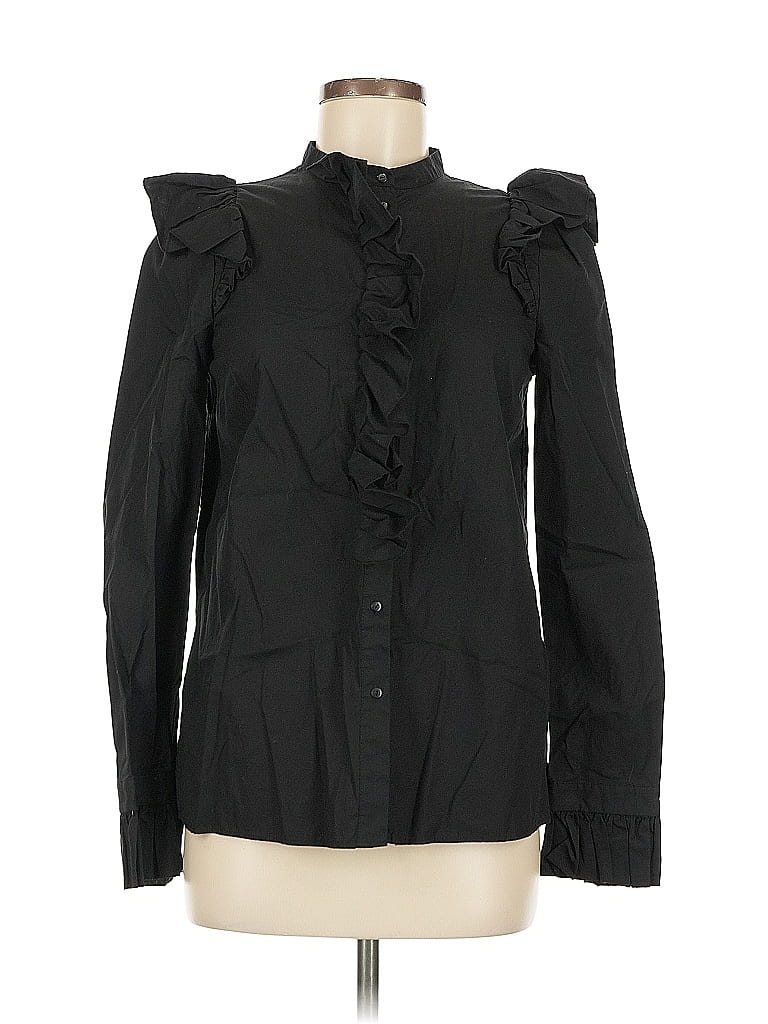 Pre-owned H&m Long Sleeve Blouse In Black
