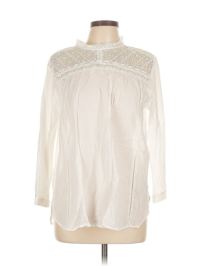 Pre-owned Ann Taylor Loft Long Sleeve Blouse In White