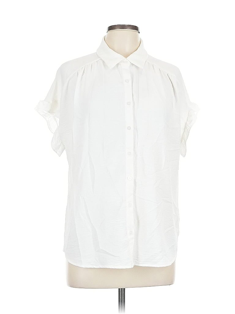 Pre-owned Pleione Short Sleeve Blouse In White