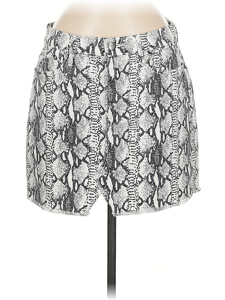 Pre-owned Frame Faux Leather Skirt In Silver