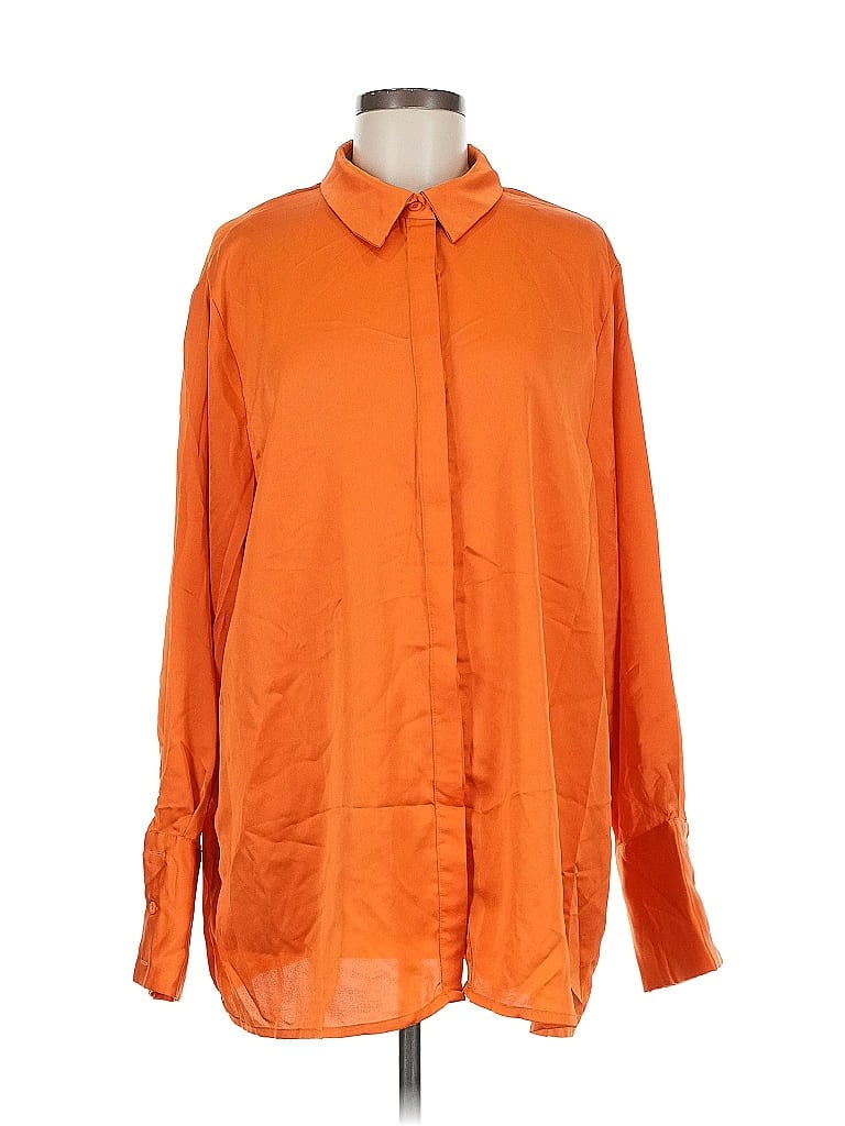 Pre-owned Prettylittlething Long Sleeve Blouse In Orange