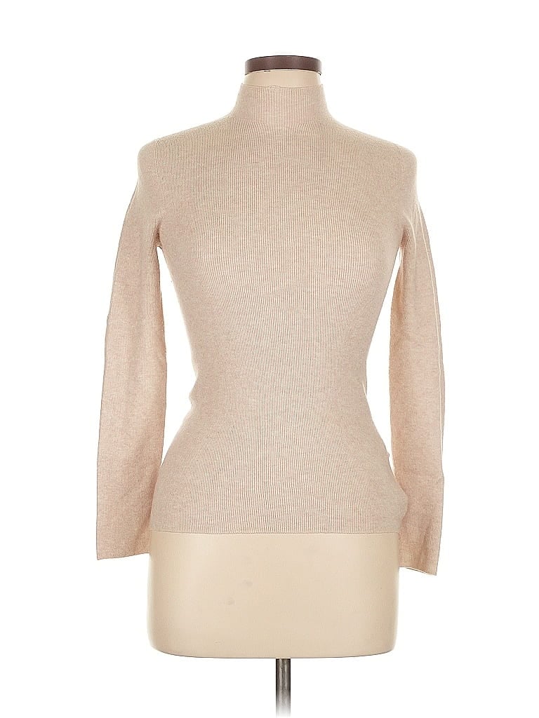 OLIVACEOUS Pre-owned Long Sleeve Top Tan Turtleneck Tops In Brown