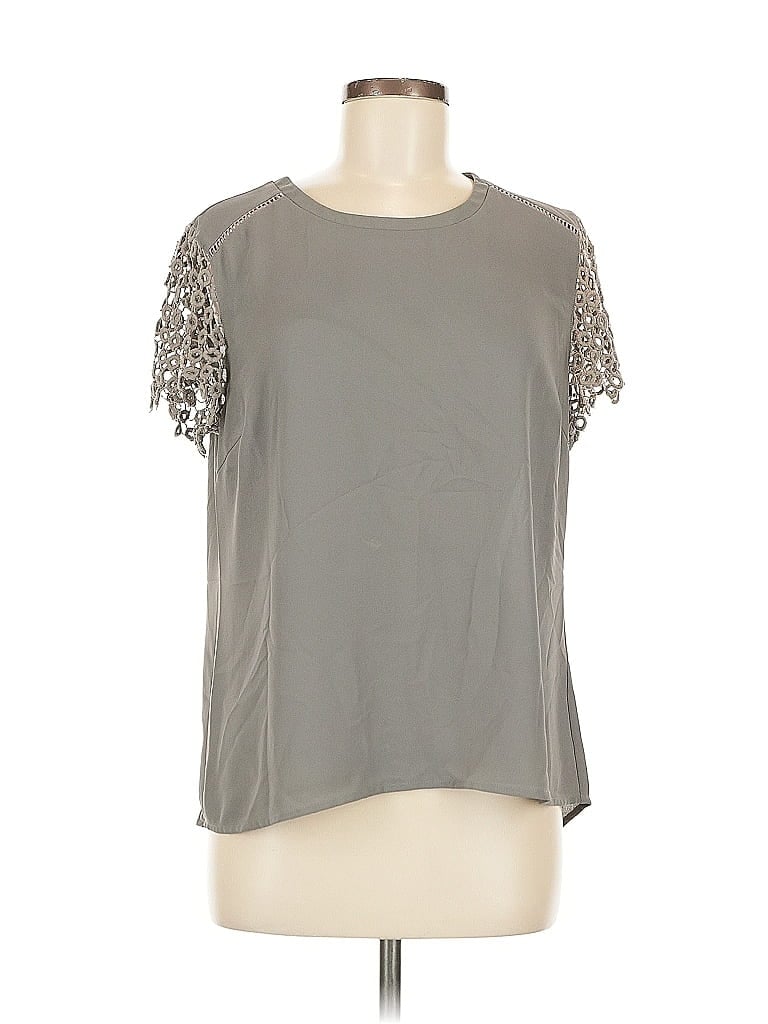 Pre-owned Brixon Ivy Short Sleeve Top Gray Cold Shoulder Neckline Tops