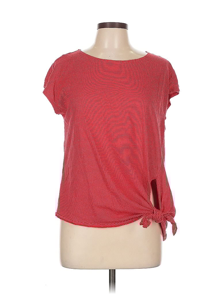 MAX STUDIO Pre-owned Short Sleeve Top Red Crew Neck Tops