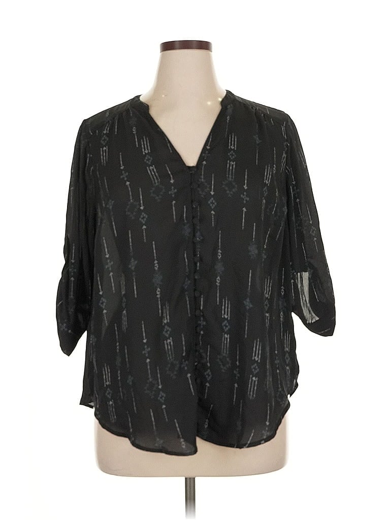 Pre-owned Torrid 3/4 Sleeve Blouse In Black
