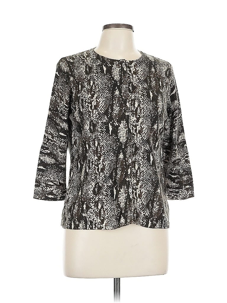 Pre-owned Sag Harbor Cardigan Sweater In Silver