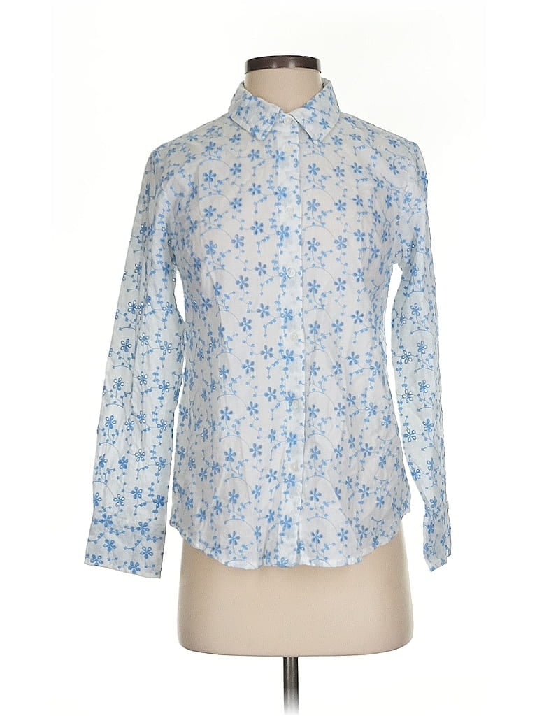 Pre-owned Candace Cameron Bure 3/4 Sleeve Blouse In Blue