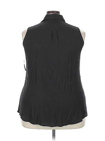 NY Collection Sleeveless Button-Down Shirt (view 2)