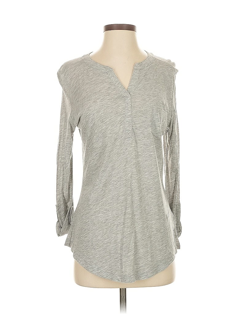 Pre-owned Cynthia Rowley Tjx Long Sleeve Henley Shirt In Gray
