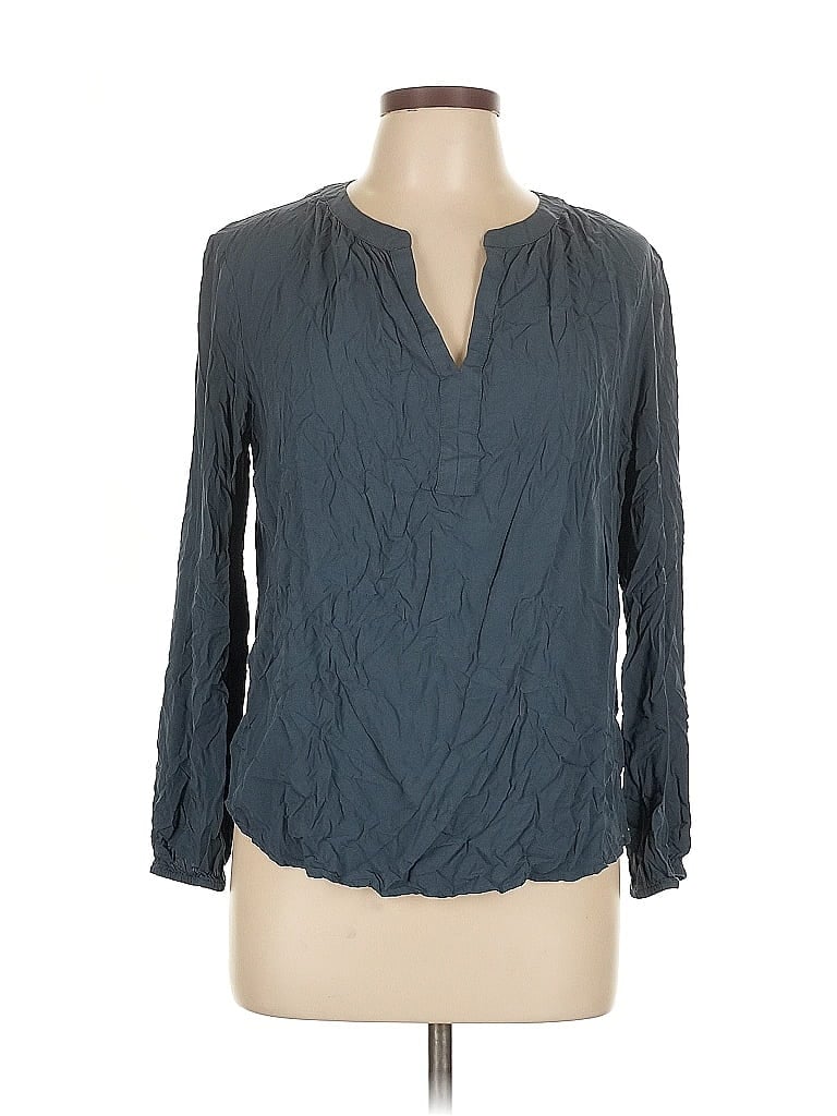 Pre-owned Ann Taylor Loft Outlet Long Sleeve Blouse In Gray