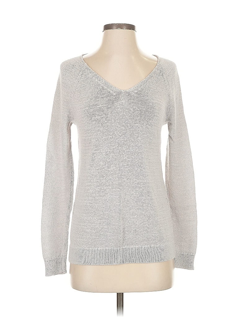 Pre-owned Ann Taylor Loft Pullover Sweater In Silver