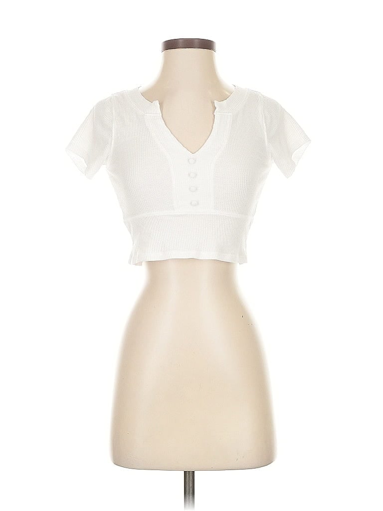 Pre-owned Pac Cares Short Sleeve Top White Sweetheart Neckline Tops