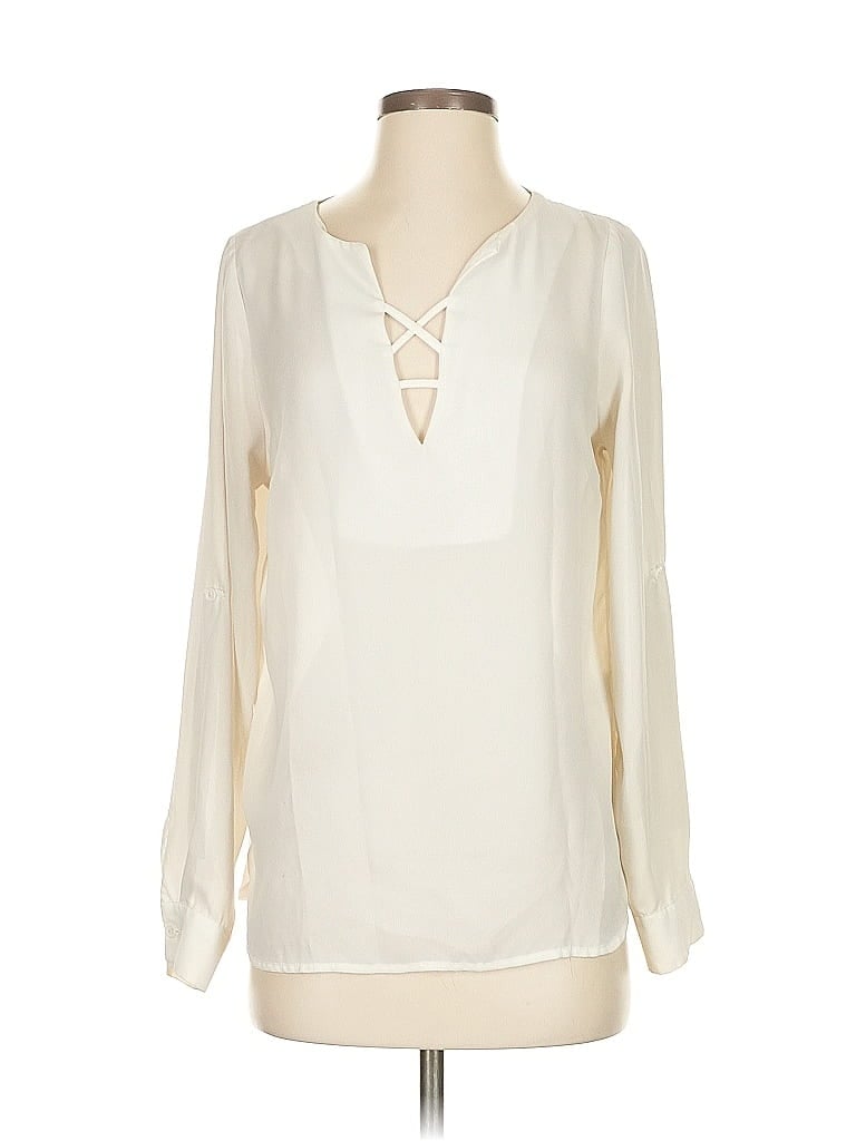 Pre-owned Lumiere Long Sleeve Blouse In White