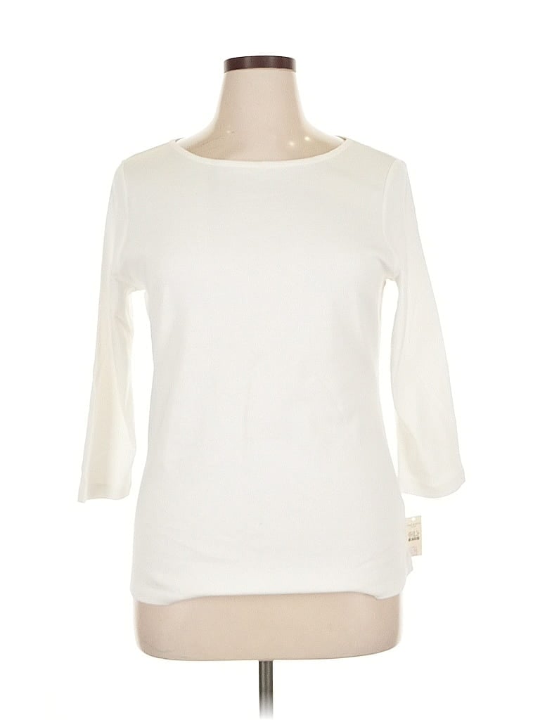 Pre-owned Talbots Outlet 3/4 Sleeve Top Ivory Boatneck Tops In White
