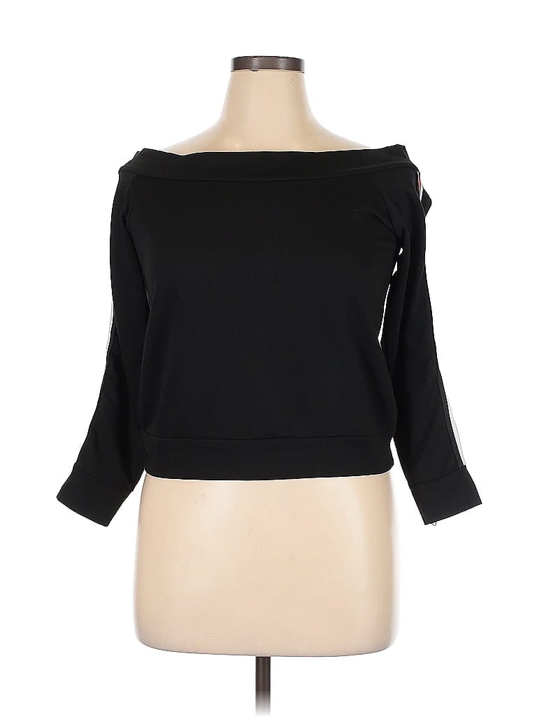 Pre-owned Boohoo 3/4 Sleeve Top Black Boatneck Tops