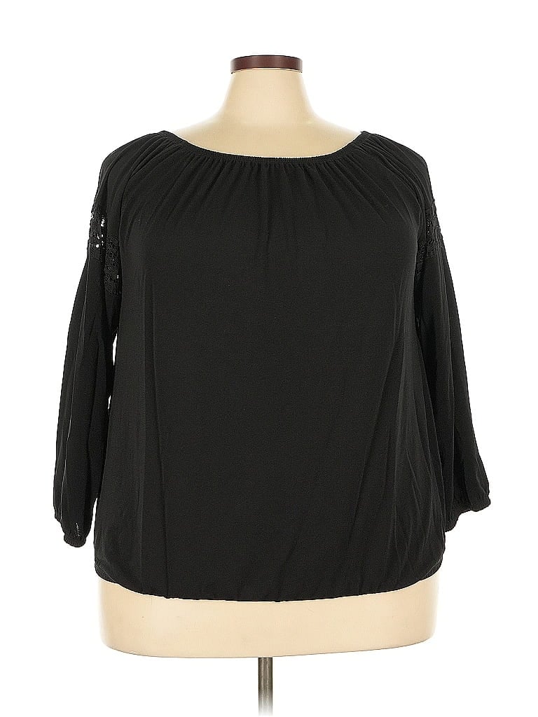 Pre-owned Lane Bryant 3/4 Sleeve Blouse In Black