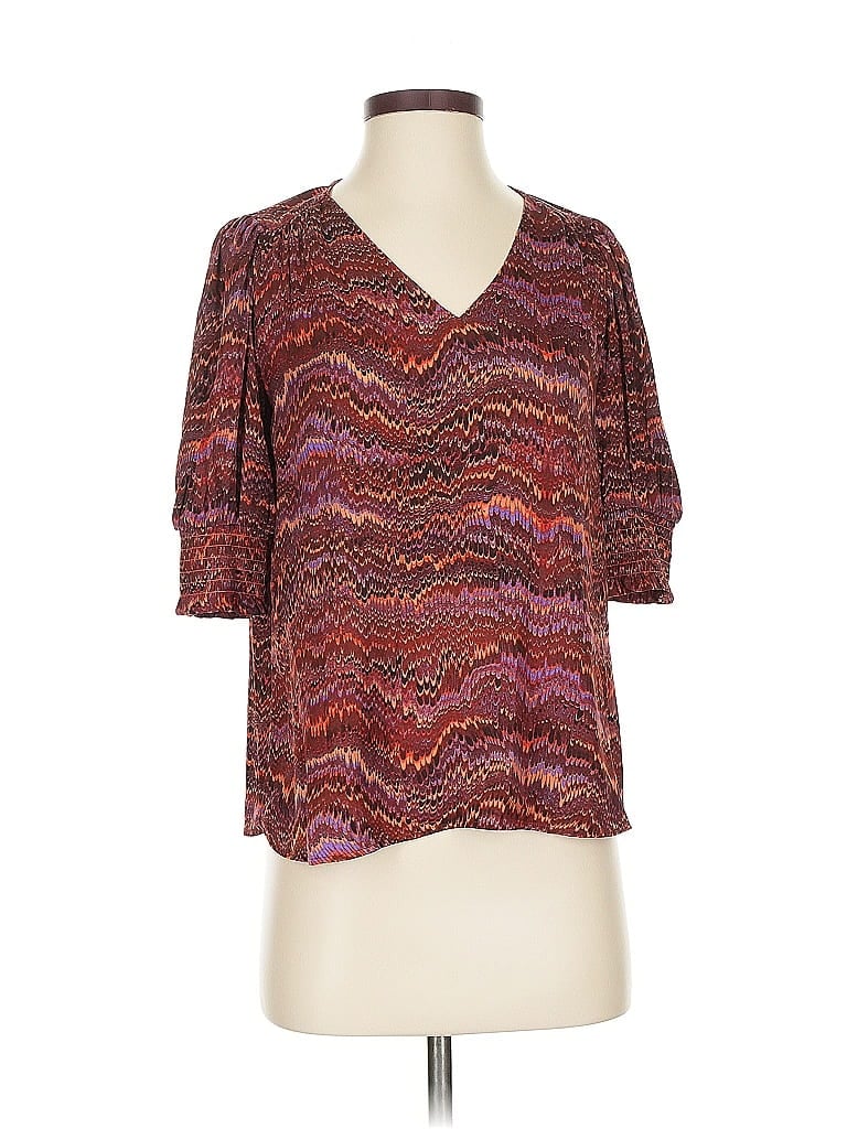 Pre-owned Rachel Zoe Tjx 3/4 Sleeve Blouse In Burgundy