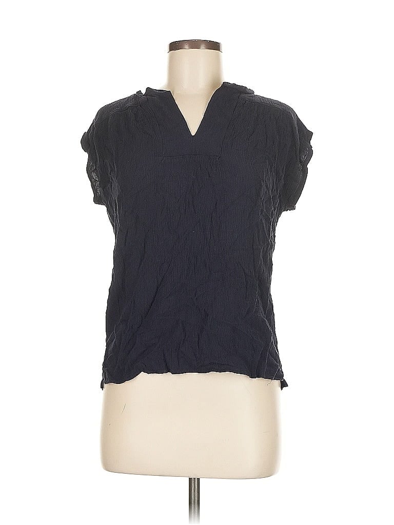Pre-owned Ann Taylor Loft Short Sleeve Blouse In Black