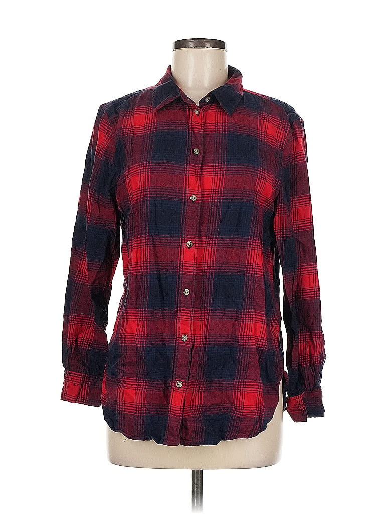 Pre-owned H&m Long Sleeve Button Down Shirt In Red