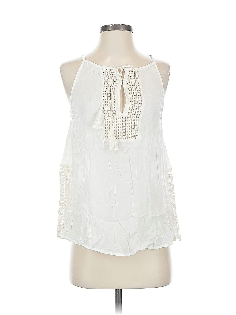 Pre-owned Hem & Thread Sleeveless Blouse In White