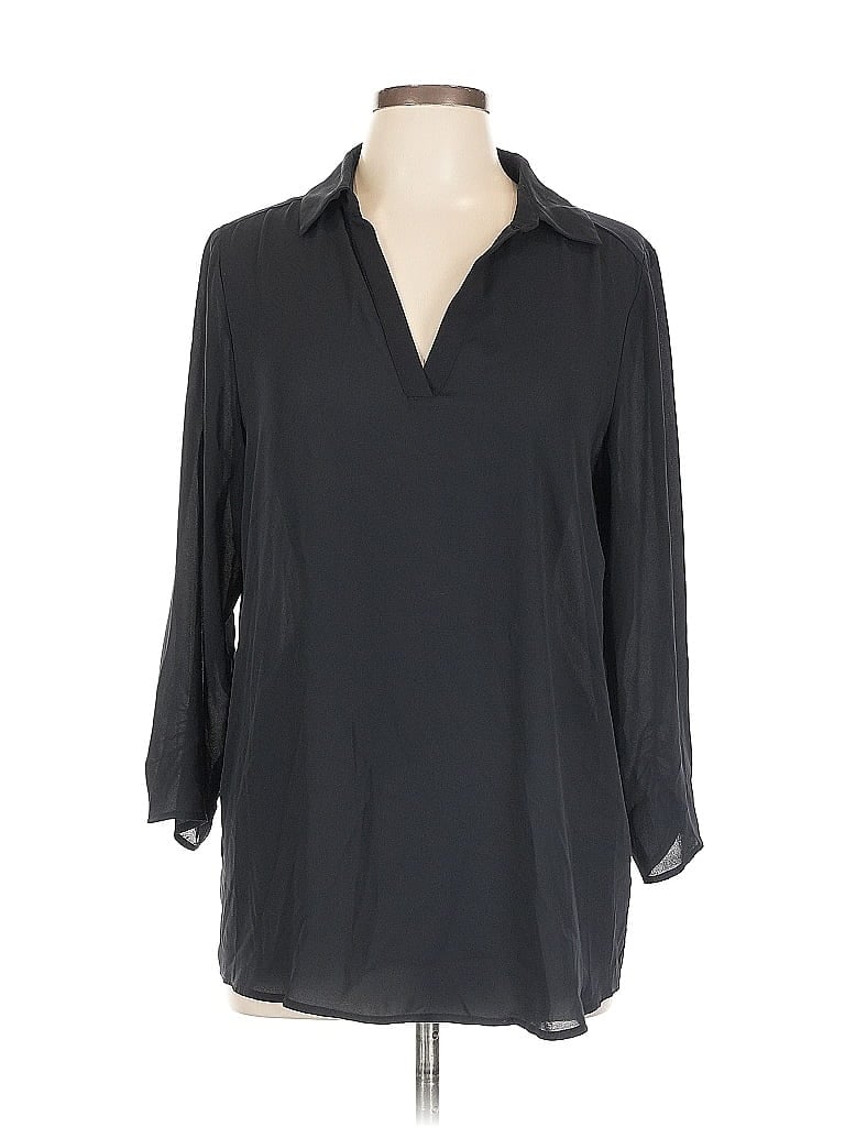 Pre-owned Joan Vass 3/4 Sleeve Blouse In Black