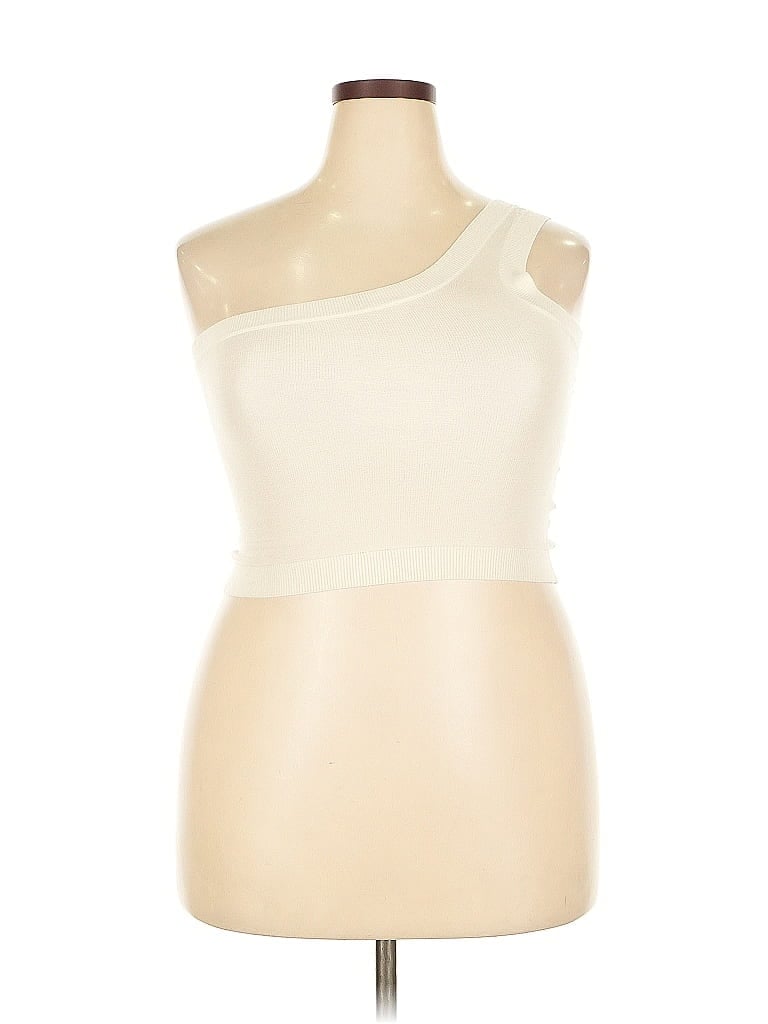 Pre-owned 8 By Yoox Sleeveless Top Ivory One Shoulder Neckline Tops In White