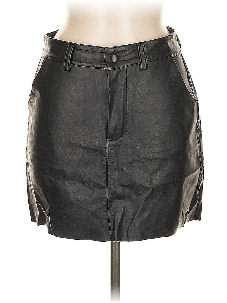 Pre-owned Unbranded Faux Leather Skirt In Black