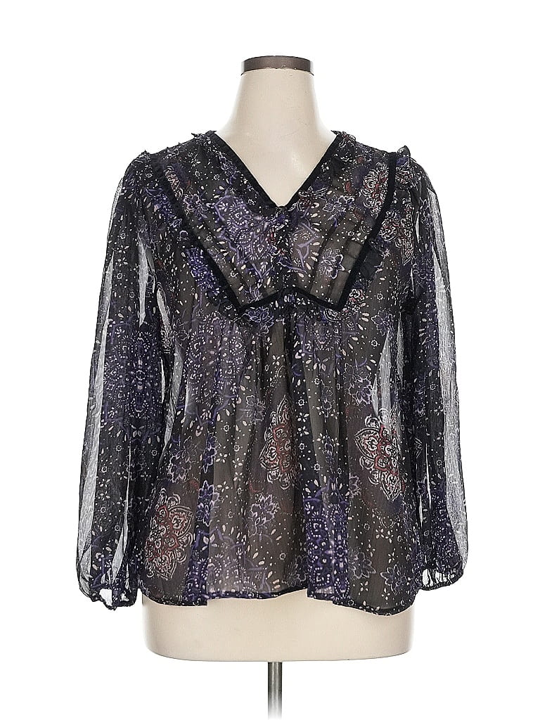 Pre-owned Maurices Long Sleeve Blouse In Purple