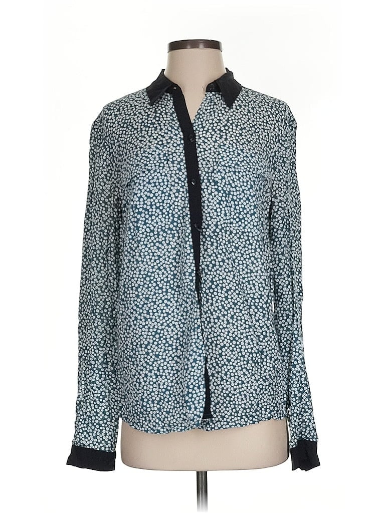 Pre-owned Ann Taylor Loft Outlet Long Sleeve Blouse In Blue