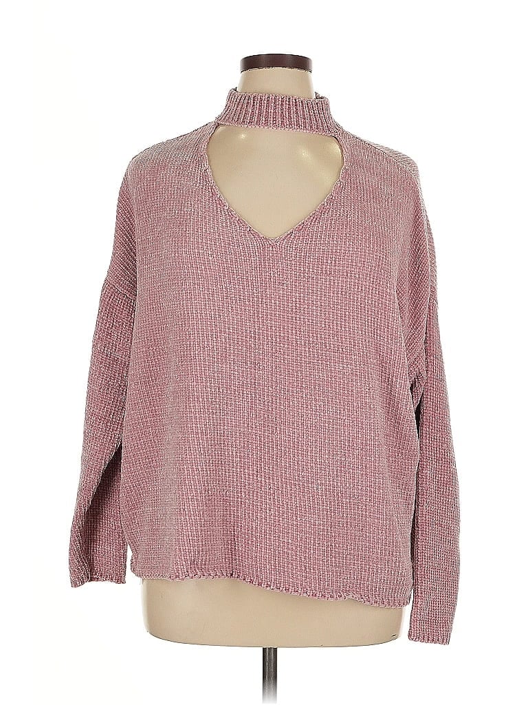 Pre-owned No Comment Turtleneck Sweater In Pink
