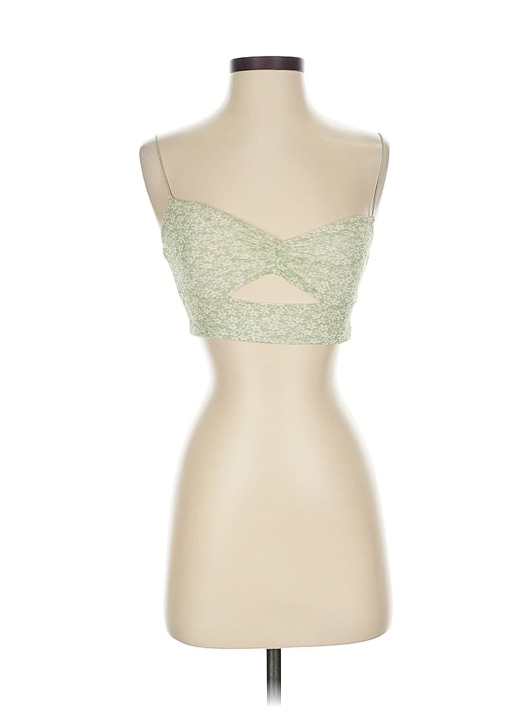 Pre-owned Urban Outfitters Sleeveless Top Green Floral Pattern Strapless Neckline Tops