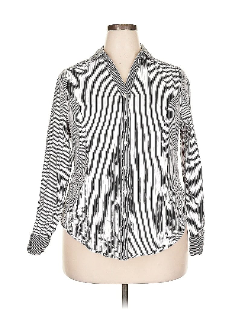 Pre-owned Lane Bryant Long Sleeve Button Down Shirt In Gray