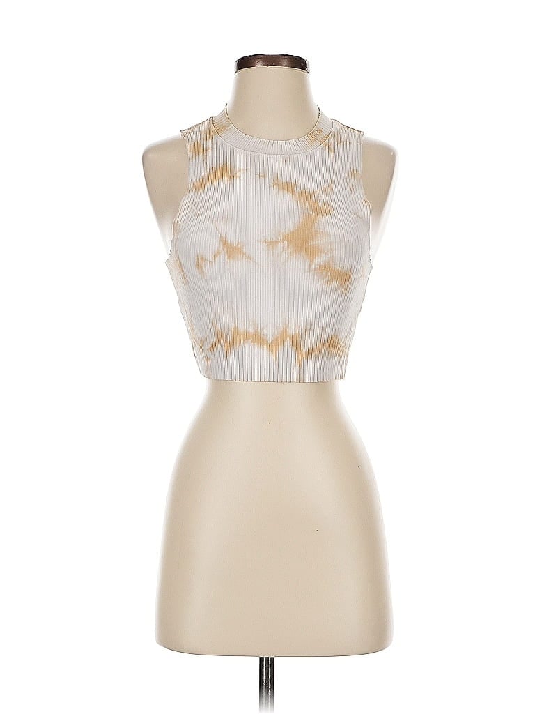 AERIE Pre-owned Tank Top Ivory Halter Neckline Tops In White