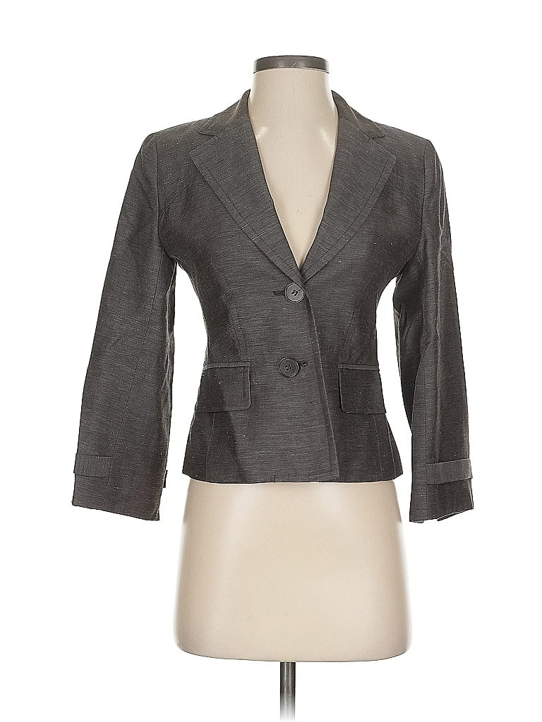Pre-owned Ann Taylor Loft Silk Blazer Jacket In Gray
