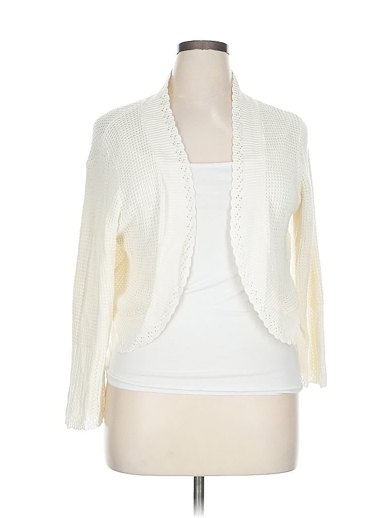 Pre-owned Notations Cardigan Sweater In White