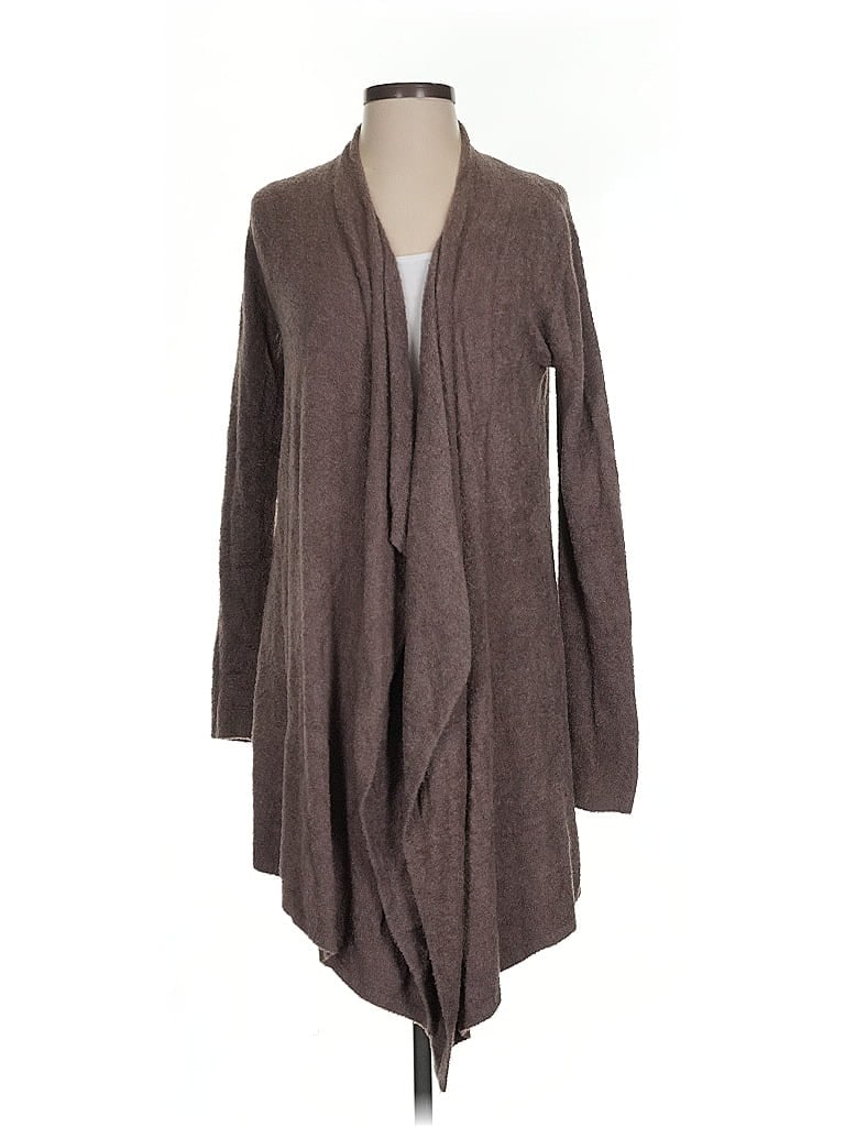 Pre-owned Barefoot Dreams Cozychic Lite Cardigan Sweater In Brown