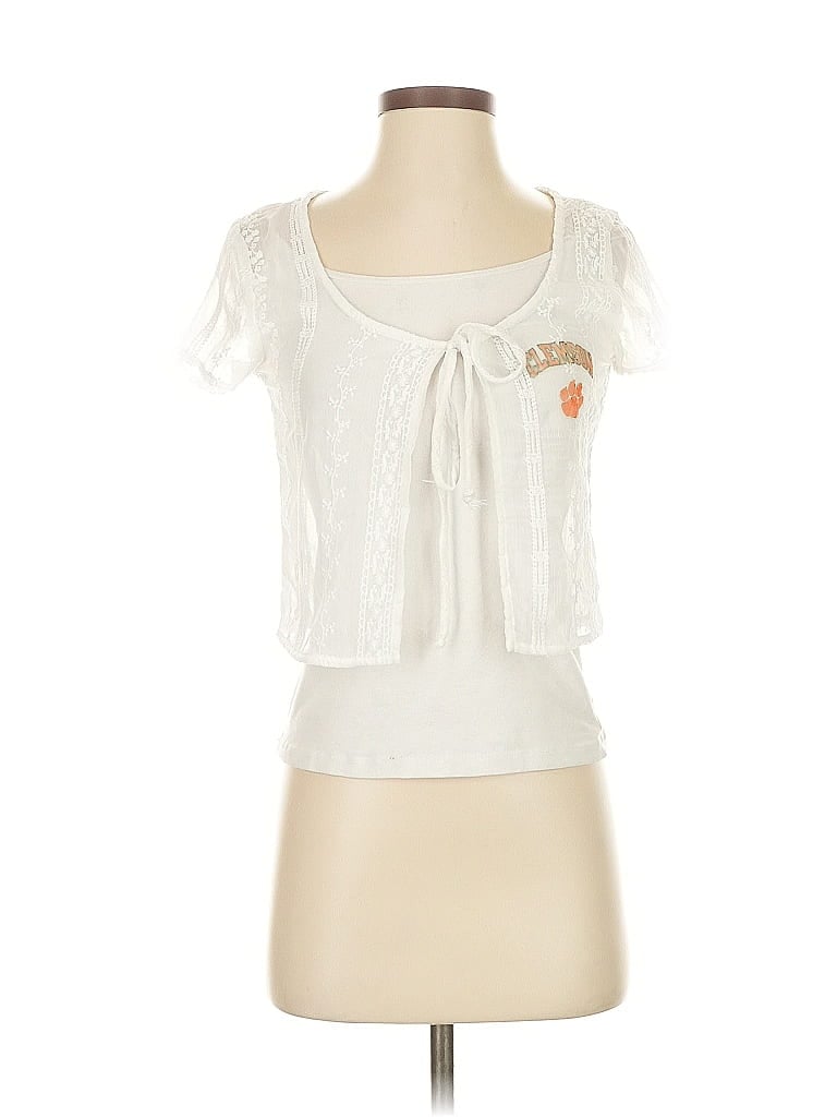 Pre-owned Popular 21 Short Sleeve Top White Sweetheart Neckline Tops