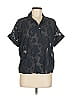 Alfani 100% Polyester Animal Print Black Blue Short Sleeve Blouse Size M (petite) - photo 1