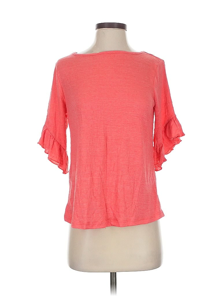 Pre-owned Cable & Gauge Short Sleeve Top Orange Cold Shoulder Neckline Tops