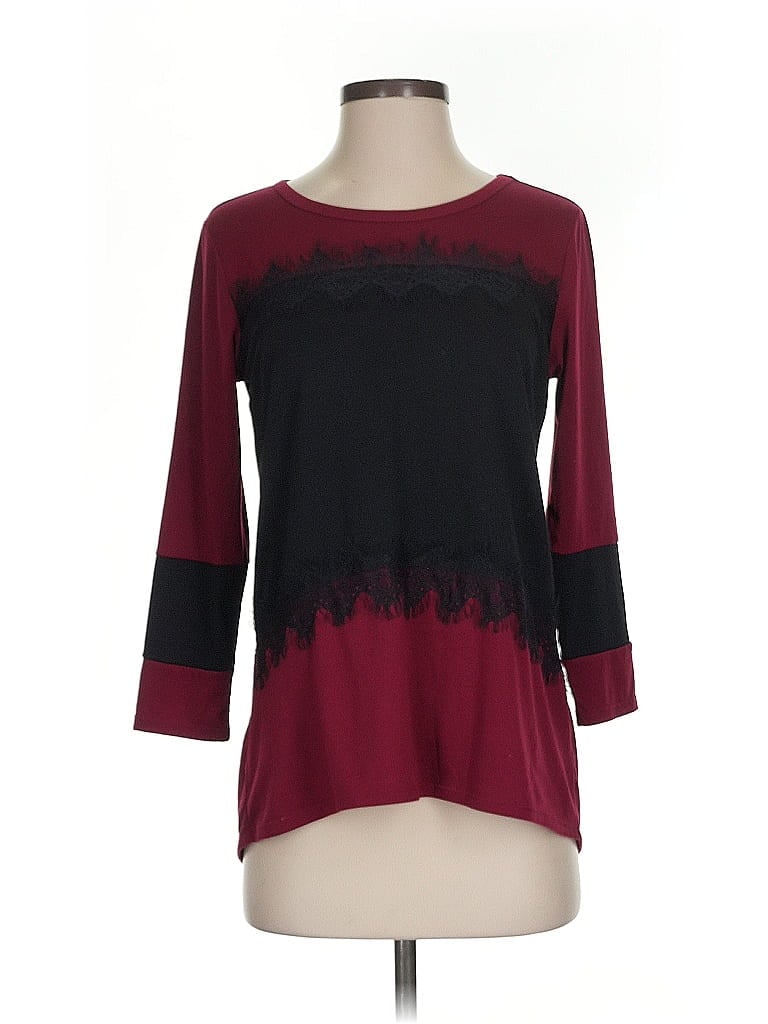 Pre-owned Charming Charlie 3/4 Sleeve T-shirt In Burgundy